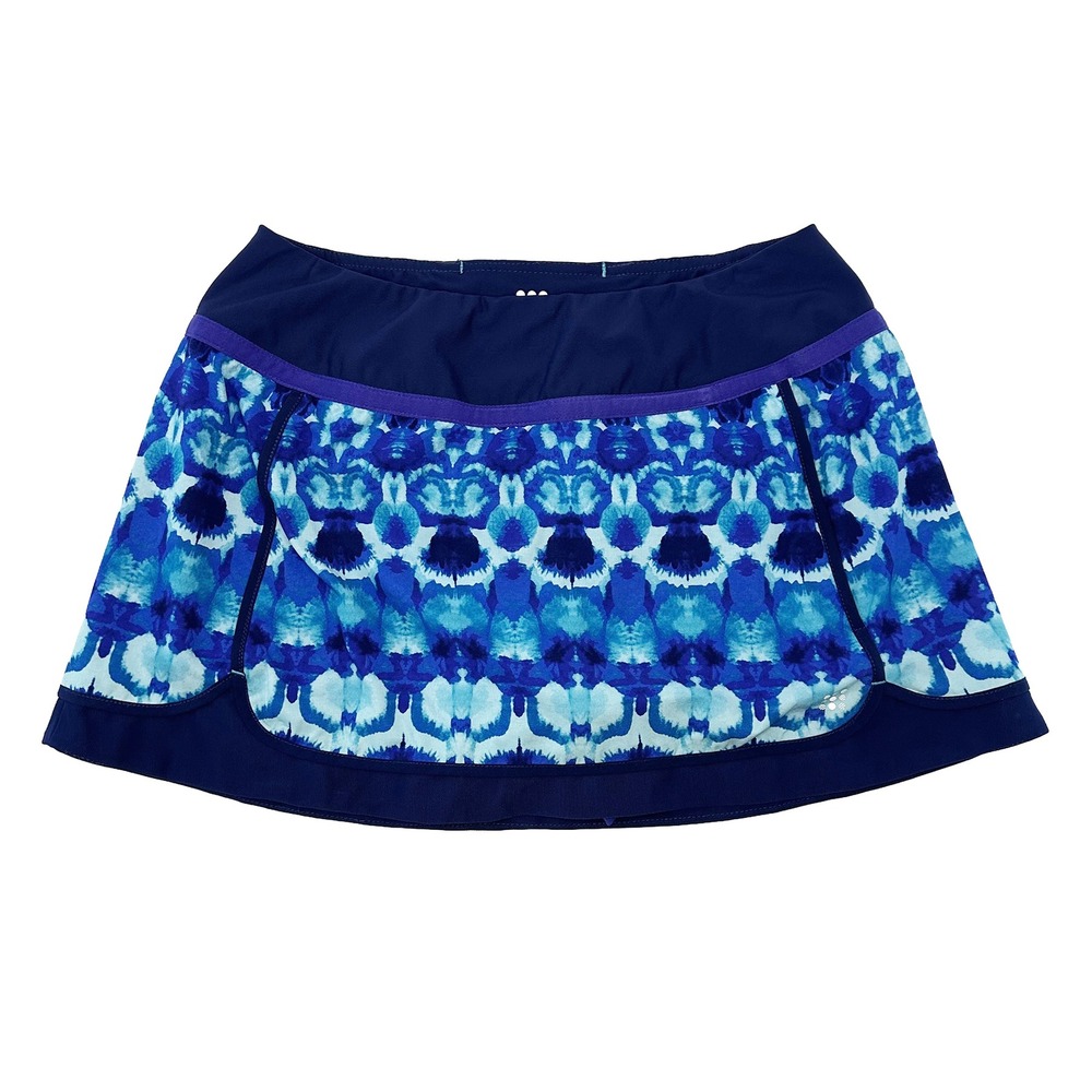 TITLE NINE Nimblene Athletic Skort Skirt • Small • navy & blue watercolor print